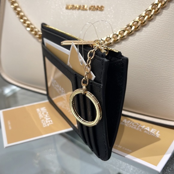 MICHAEL KORS SMALL TOP ZIP COINPOUCH WITH ID CARD CASE WALLET 
COLOR: BLACK 
NWT - Picture 10 of 16